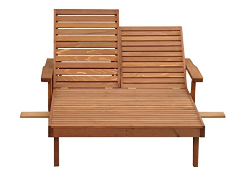 Best Redwood 45" Solid Wood Outdoor Double Chaise Lounge Natural 1905 Super Deck