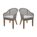 IC INTERNATIONAL CONCEPTS Set of Two Outdoor Teak Patio Dining Chairs with Cushions Natural
