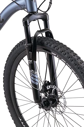 Mongoose Status Mountain Bike 26-Inch Wheels 21 Speed Trigger Shifters Aluminum Frame Dual Suspension Front and Rear Disc Brakes Slate Blue