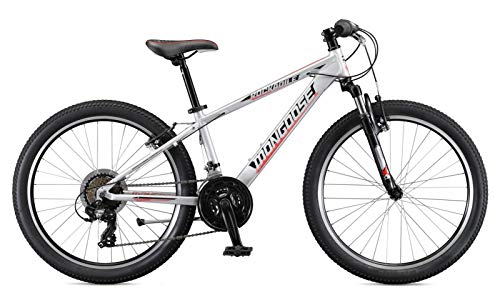 Mongoose Rockadile Kids Hardtail Mountain Bike 24-Inch 21-Speed Silver