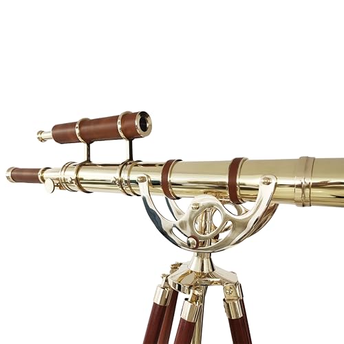 NAVIROCK Vintage Marine Brass Telescope Shiny Finish with Adjustable Tripod