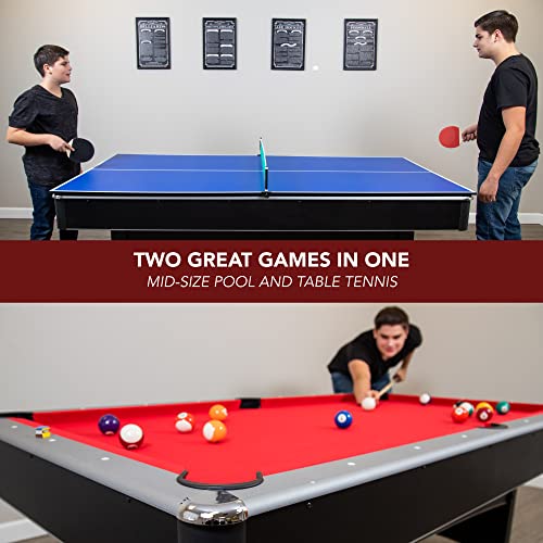 Hathaway Maverick 7-foot Pool and Table Tennis Multi Game Black with Red Felt
