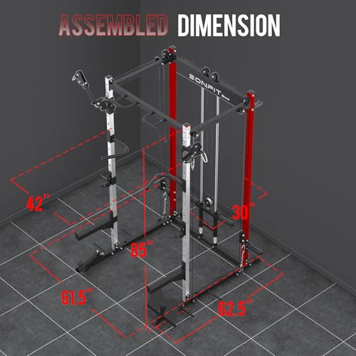 EonfitOmni Power Cage 1200 LBS Multi-Functional Home Gym Rack with Adjustable Cable Crossover