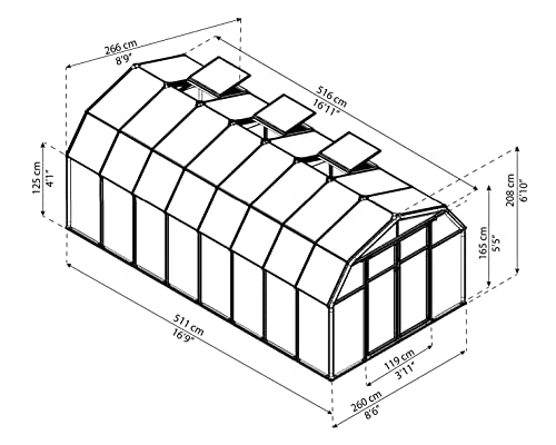 Palram Canopia Hobby Gardener Greenhouse 8' x 16' Dark Green