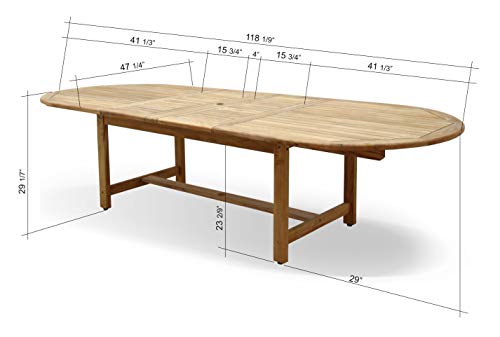 Amazonia Warwick 9-Piece Oval Patio Dining Set Teak Wood with White Chairs
