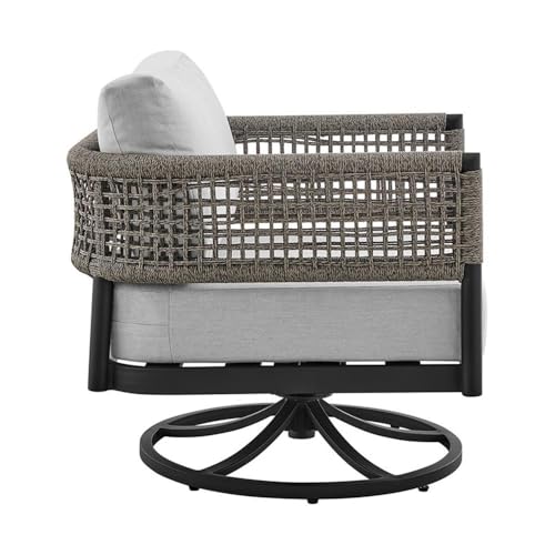 Afuera Living Modern Aluminum Outdoor Swivel Rocking Chair Black
