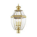 Livex Outdoor Post Light with Clear Beveled Glass Shades Polished Brass