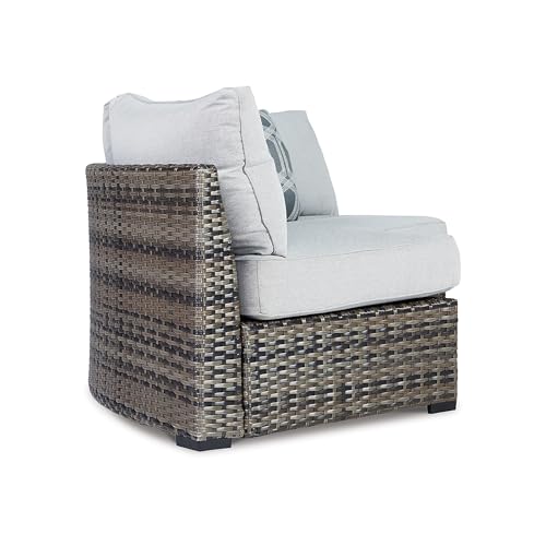 Benzara Mita 86 Inch Outdoor Loveseat with Pillows Gray Beige Black