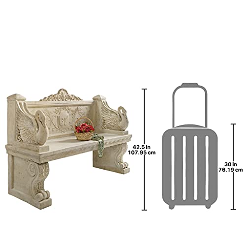 Design Toscano Neoclassical Swan Outdoor Garden Bench 5 Foot Ancient Ivory