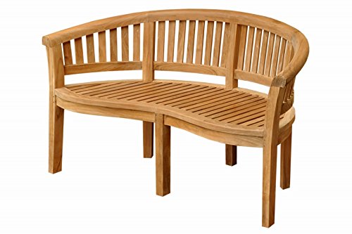 Anderson Teak Curve 3 Seater Bench Extra Thick Wood Teak Natural