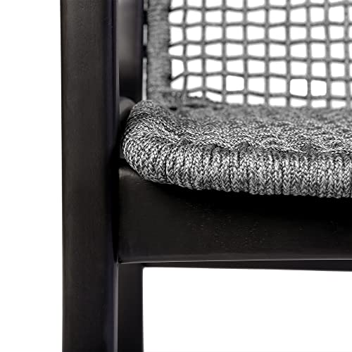 Armen Living Sachi and Brighton 5 Piece Dining Set Dark Eucalyptus and Grey Rope