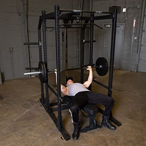 Rugged Strength & Fitness Power Rack with Extended Half Rack Package Black