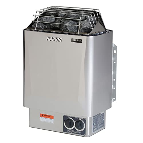 ALEKO Traditional Indoor Sauna Canadian Hemlock Wood 5-6 Person LED Lights Wet Steam Dry Sauna UL Certified 6kW Harvia Sauna Heater SEA5JIU
