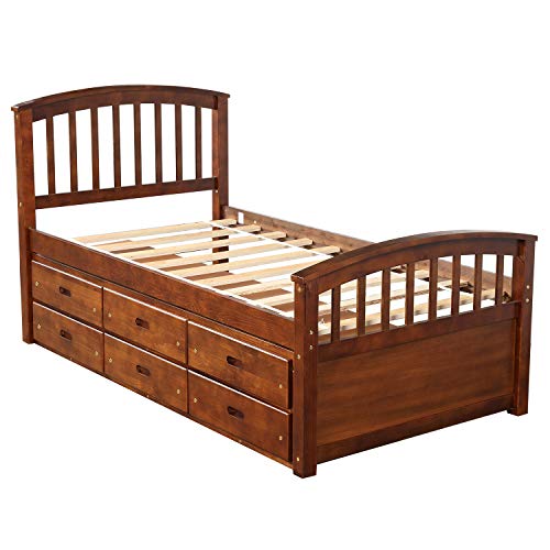 Bellemave Twin Captain's Bed Walnut +6 Drawers