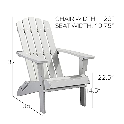 PolyTEAK Folding Adirondack Chair Set of 12 Weather Resistant Outdoor Furniture White