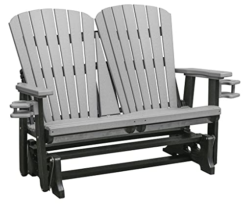 American Furniture Classics Dual Fan Back Glider Light Grey and Black