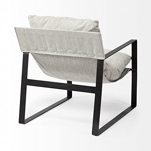 HomeRoots Ash Gray and Black Metal Sling Chair Black