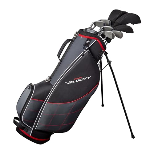 Wilson Tour Velocity Complete Golf Set with Stand Bag - Men's Right Hand, Regular Flex Black/Red