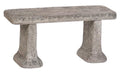 SOLID ROCK STONE WORKS Old World Outdoor Garden Bench 3-Piece Cast Stone Concrete Grey