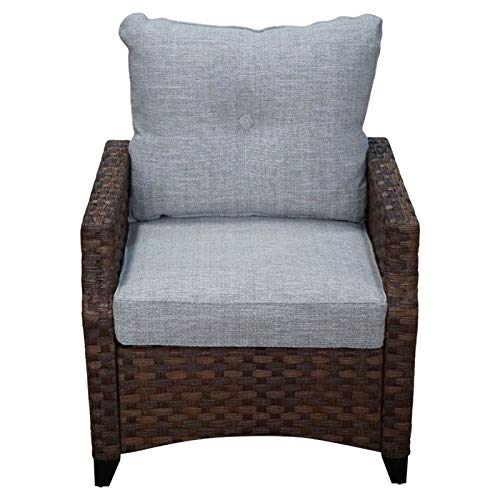 Courtyard Casual 5240 Costa Mesa 5-Piece Seating Set with Loveseat, Club Chairs, End Table & Gas Fire Pit Brown
