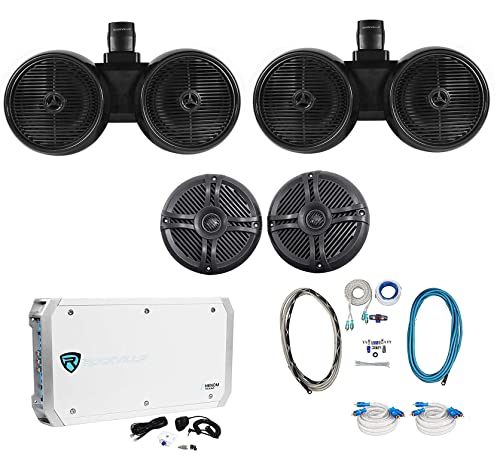 Rockville 2 Dual 8" Wakeboards with 6.5" Speakers & 6-Channel Amplifier Kit Black