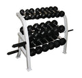Ader Sporting Goods Rubber Dumbbells Set with Rack and Mat Black/White