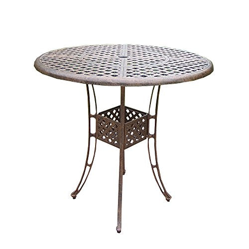 Oakland Living Elite Mississippi Bar Set with Table, Cushioned Stools, Umbrella & Stand Antique Bronze