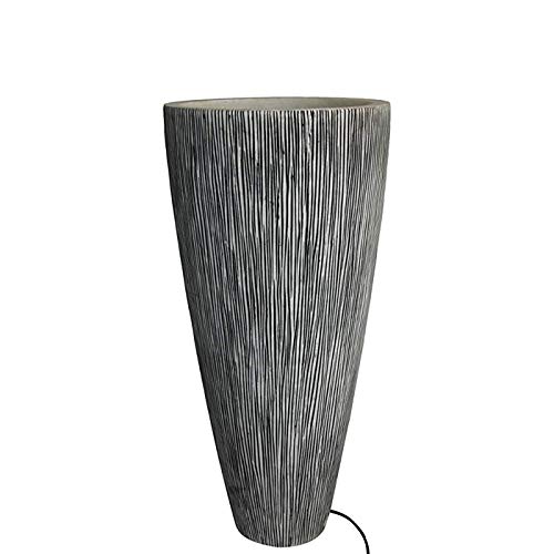 HomeRoots Gray Sandstone Ribbed Long Conical Planter with Light 1" X 18" X 39