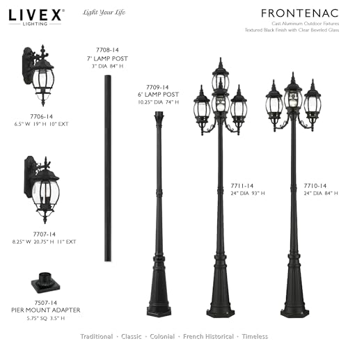 Livex Outdoor Post Light with Clear Beveled Glass Shades Black