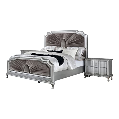 ioHOMES Bargoyne Glam Wood Bedroom Set 3-Piece Silver/Warm Gray