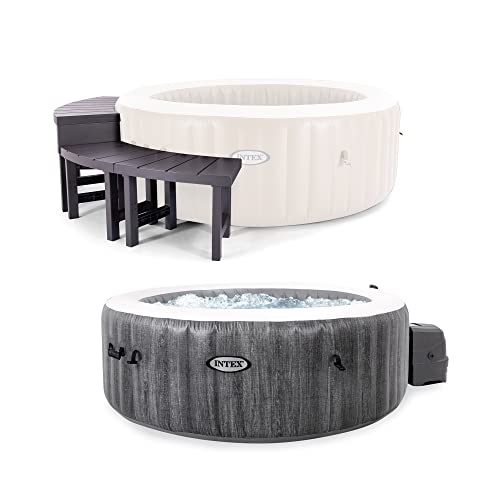 Intex 28439EP PureSpa Plus Greywood Portable Inflatable Bubble Hot Tub Jet Spa Multicolor