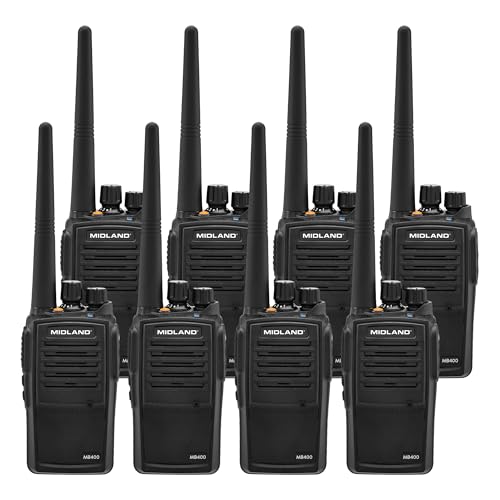 Midland MB400 BizTalk Business Two Way Radio 8 Pack Bundle with Chargers Black