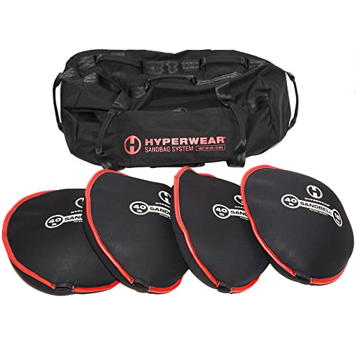 HYPERWEAR Adjustable Sandbag Workout Bag with SandBell Kettlebells LG 160lb Red