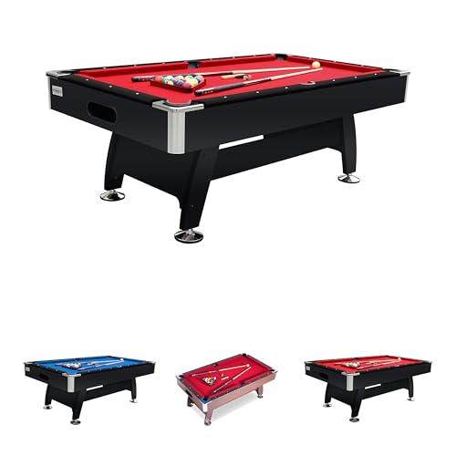 RACK Draco 7-Foot Tournament Pool Table Red Felt Black Body