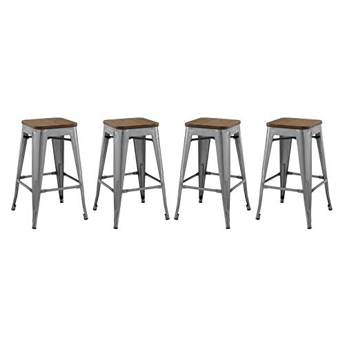Modway Promenade Counter Stool Set of 4 Gunmetal