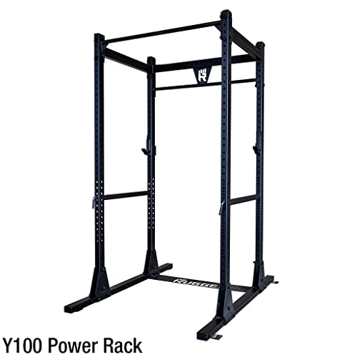 Rugged Strength & Fitness Power Rack with Lat Attachment & Heavy Duty Flat-Incline Bench Black