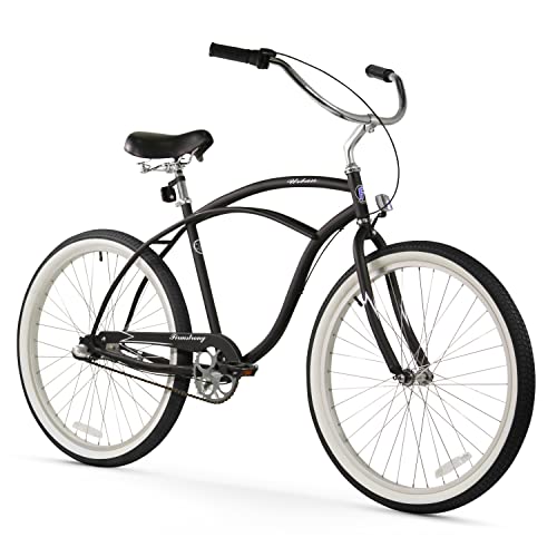 Firmstrong Urban Man Beach Cruiser Bike 26-Inch 3-Speed Matte Black