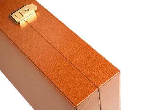 Zaza & Sacci Backgammon Board Game Set 16" Leather/Microfiber Case Brown