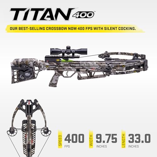 TenPoint Titan 400 Compact Profile Crossbow with T5 Trigger, Bow Hook, ACUdraw Silent, Pro-View 400 Scope Vektra