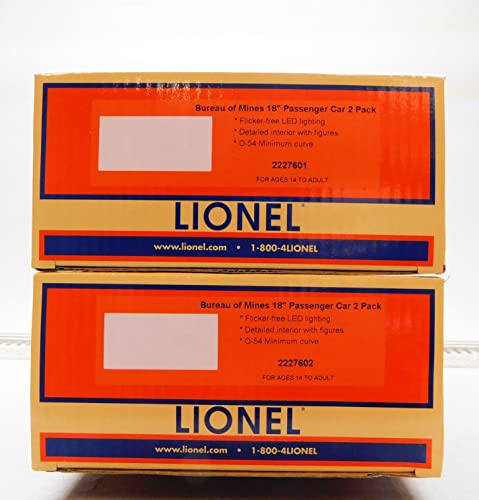 Lionel Bureau of Mines 18" Passenger Car 2 Pack O Gauge Railroad Black/Green