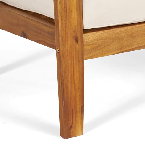 Christopher Knight Home Outdoor Acacia Wood Club Chairs with Cushions Set of 2 Teak Beige