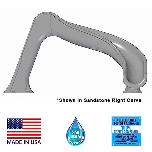 Global Pool Products Inground Swimming Pool Water Slide Deck Mounted Right Curve Turn Sand