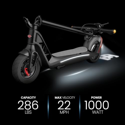 BUGATTI 10" Electric Scooter LED Lights Rear Brakes Black
