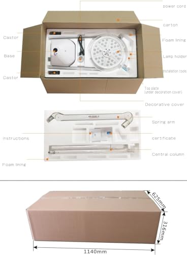 Shogoody 108W LED Shadowless Exam Light Lamp Floor Stand KD-2036L-3 White