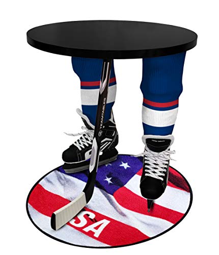 Team Tables United States Hockey Table Black Table Top with United States Puck Mat