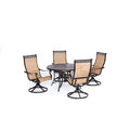 CAMBRIDGE Legacy 5-Piece Patio Dining Set with 4 Sling Swivel Rockers and 48-Inch Round Table, Tan