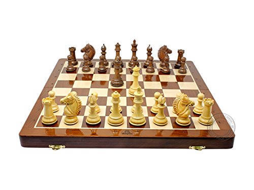 House of Chess Rio Staunton Acacia Wood Chess Set 21" Bronze