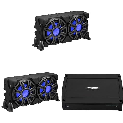 KICKER 10-Inch Loaded Premium Marine Sub Enclosure with Passive Radiator & 48KXMA5004 Marine Amp Bundle