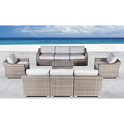 Living Source International 9-Piece Outdoor Conversation Set with Cushions Grey