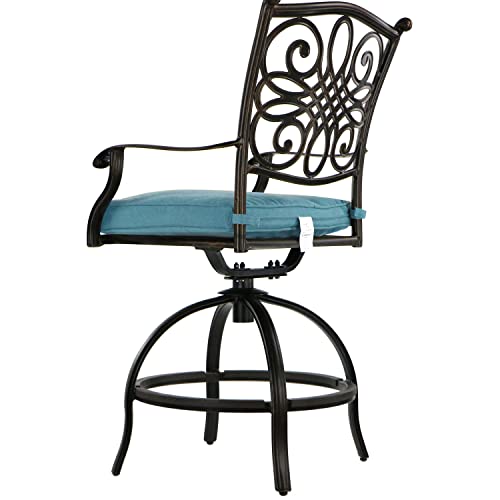Hanover Traditions 5-Piece Outdoor Dining Set with 4 Swivel Chairs and Round Table Blue